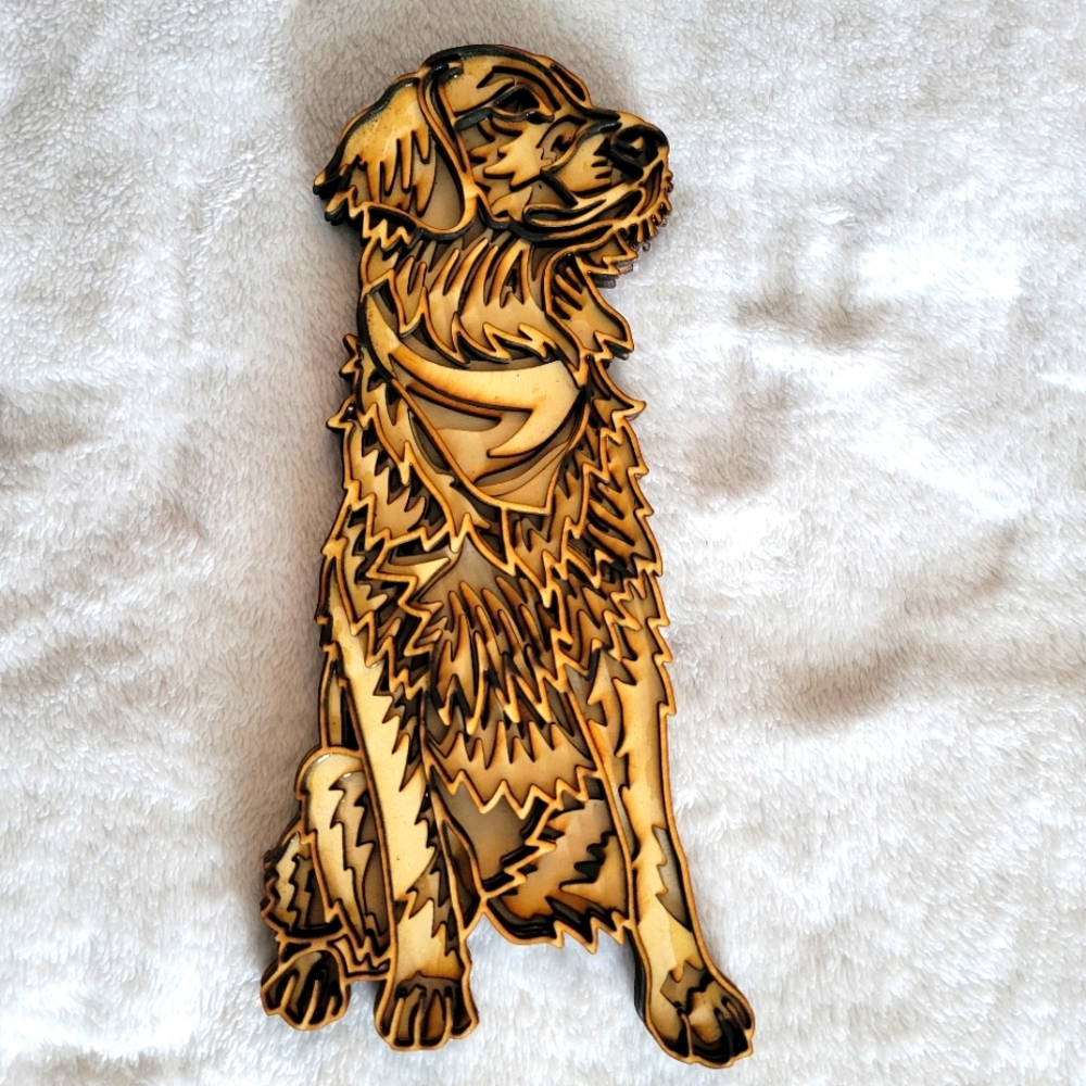 4D hand crafted wood Golden Retriever Mandela